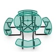 Commercial 46 Inch Round Expanded Mesh Metal Picnic Table with Anchors - Green