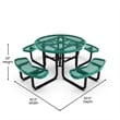 Commercial 46 Inch Round Expanded Mesh Metal Picnic Table with Anchors - Green