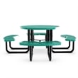 Commercial 46 Inch Round Expanded Mesh Metal Picnic Table with Anchors - Green