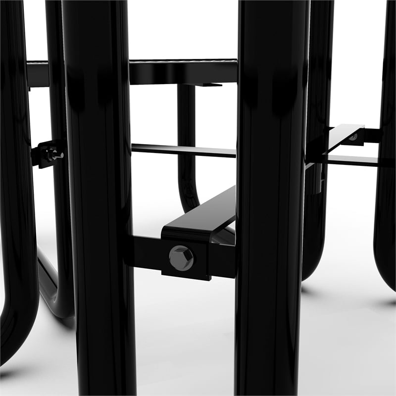 Commercial Grade 46 Inch Square Expanded Mesh Metal Outdoor Picnic Table - Black