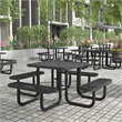 Commercial Grade 46 Inch Square Expanded Mesh Metal Outdoor Picnic Table - Black