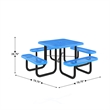 Commercial Grade 46 Inch Square Expanded Mesh Metal Outdoor Picnic Table - Blue