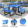 Commercial Grade 46 Inch Square Expanded Mesh Metal Outdoor Picnic Table - Blue