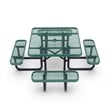 Commercial Grade 46 Inch Square Expanded Mesh Metal Outdoor Picnic Table - Green