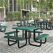 Commercial Grade 46 Inch Square Expanded Mesh Metal Outdoor Picnic Table - Green