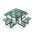Commercial Grade 46 Inch Square Expanded Mesh Metal Outdoor Picnic Table - Green