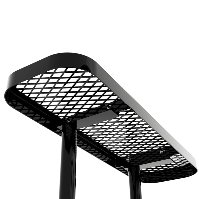 Commercial 46 Inch Square Expanded Mesh Metal Picnic Table with Anchors - Black