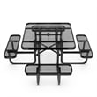 Commercial 46 Inch Square Expanded Mesh Metal Picnic Table with Anchors - Black