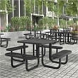 Commercial 46 Inch Square Expanded Mesh Metal Picnic Table with Anchors - Black