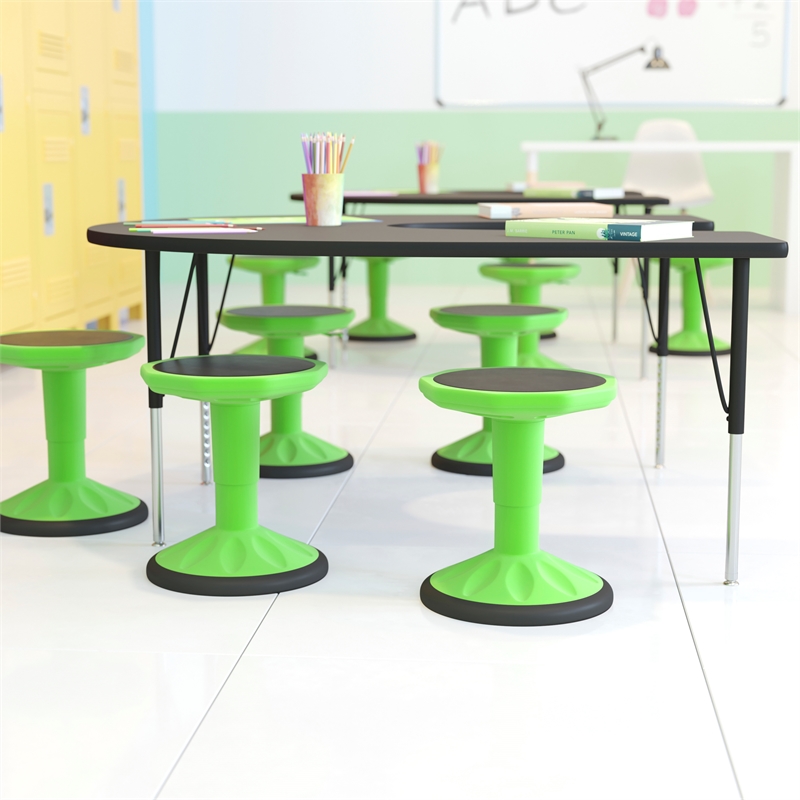 Kids Adjustable Height Active Learning Stool for Classroom and Home in Green