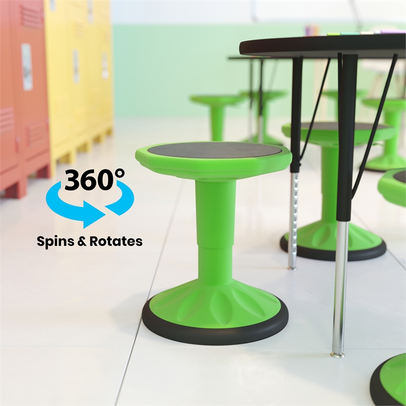 Kids Adjustable Height Active Learning Stool for Classroom and Home in Green