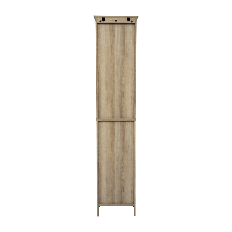 Farmhouse Freestanding Linen Tower with Shelves Drawer and Doors - Brown