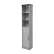 Modern Freestanding Linen Tower with Shelves and Magnetic Close Door - Gray