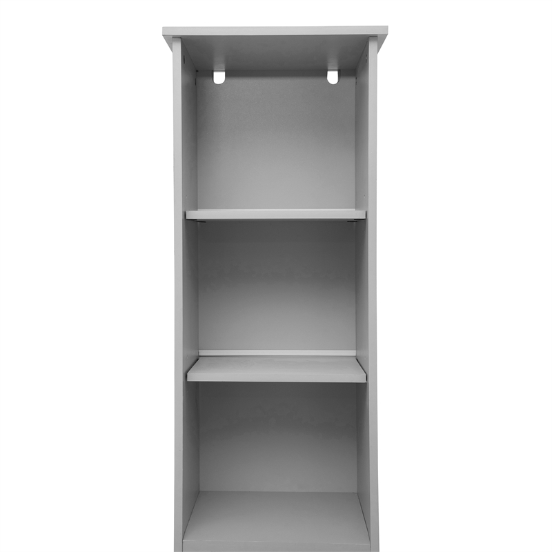 Modern Freestanding Linen Tower with Shelves and Magnetic Close Door - Gray
