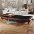 Convertible Tri-Fold Chair with Pillow and Hideaway Legs in Brown LeatherSoft