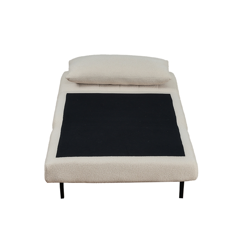 Convertible Tri-Fold Chair with Pillow and Hideaway Legs in Cream Boucle