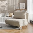 Convertible Tri-Fold Chair with Pillow and Hideaway Legs in Cream Boucle