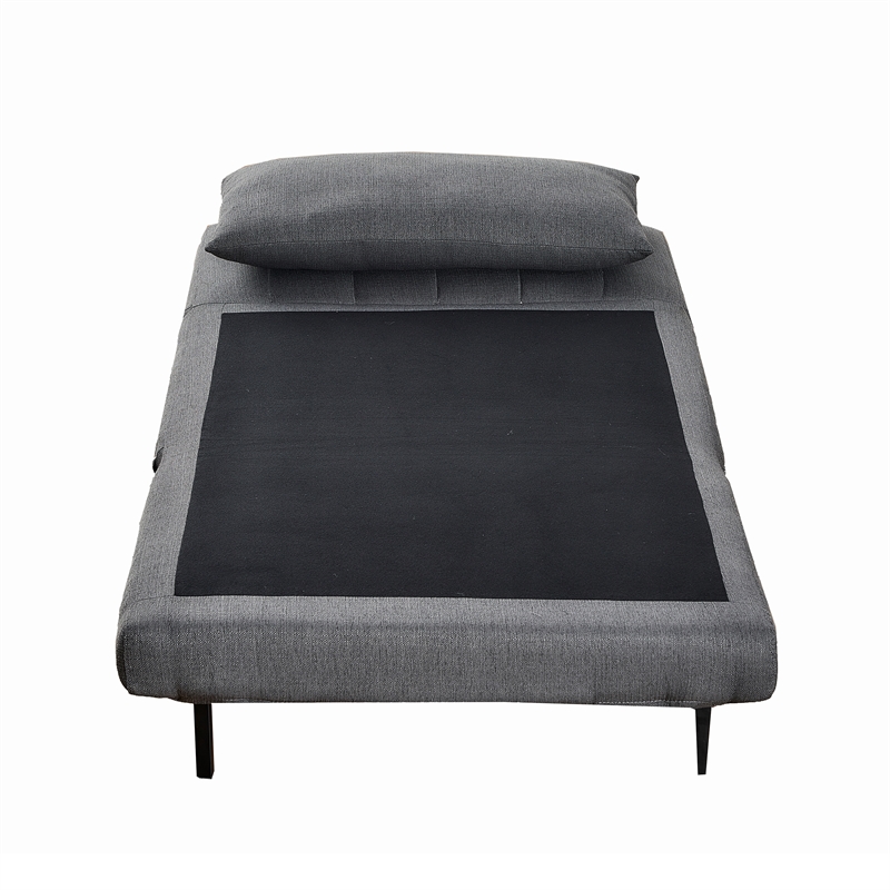 Convertible Tri-Fold Chair with Pillow and Hideaway Legs in Dark Gray Fabric