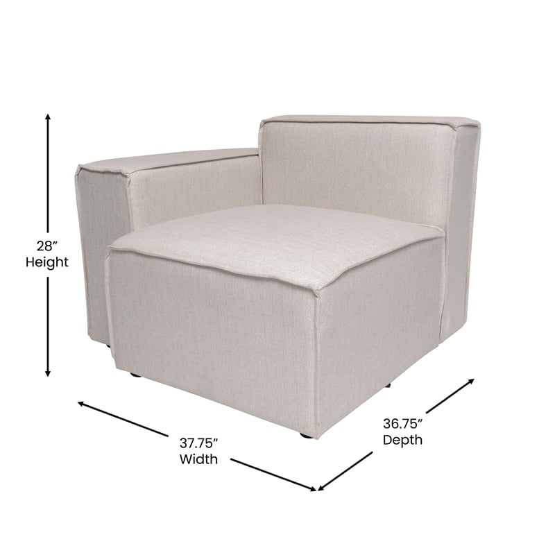Contemporary Modular Sectional Sofa Left Side Chair with Armrest - Cream Fabric