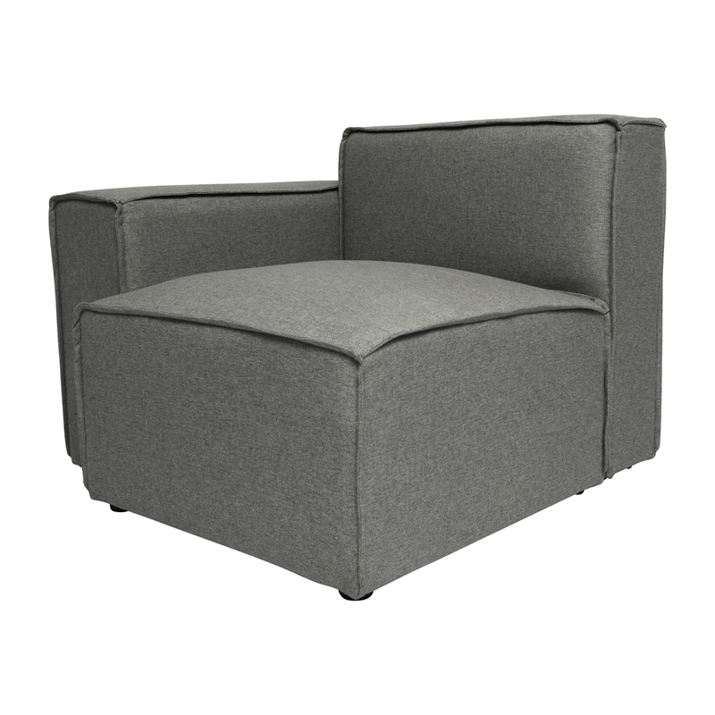 Contemporary Modular Sectional Sofa Left Side Chair with Armrest - DK GY Fabric