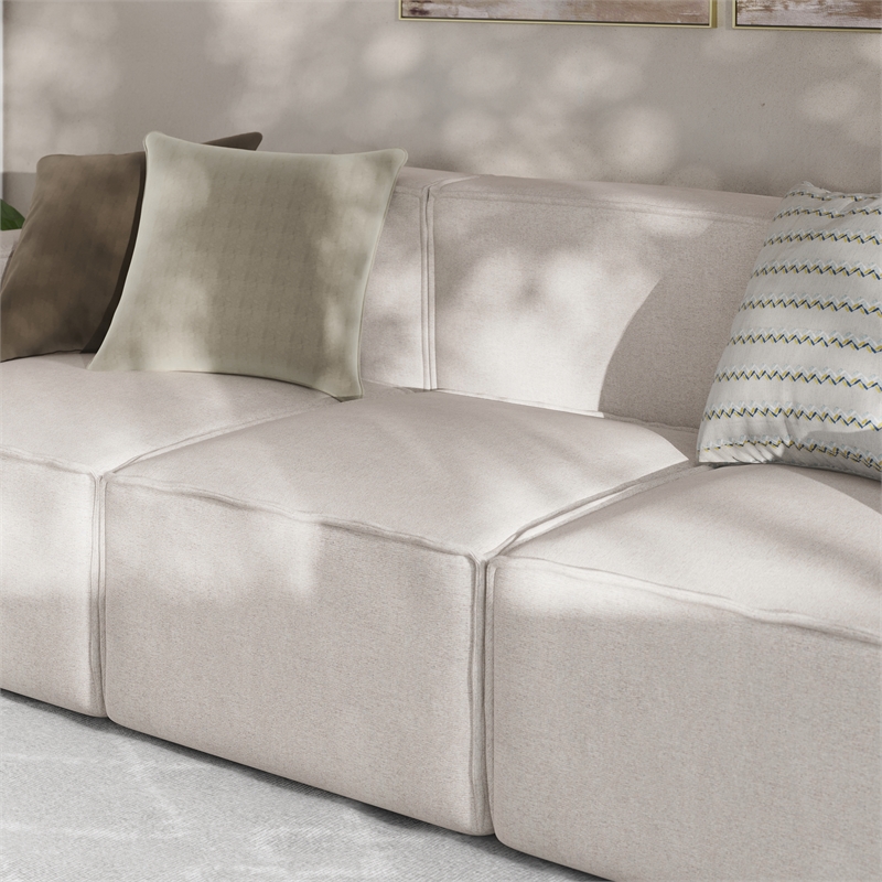 Contemporary Modular Sectional Sofa Armless Middle Chair in Cream Fabric