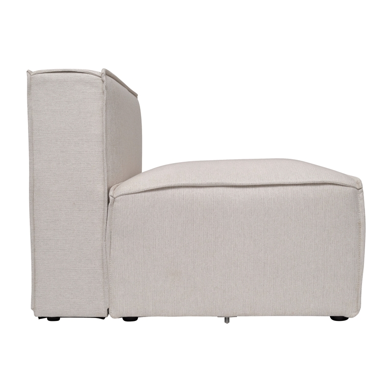 Contemporary Modular Sectional Sofa Armless Middle Chair in Cream Fabric