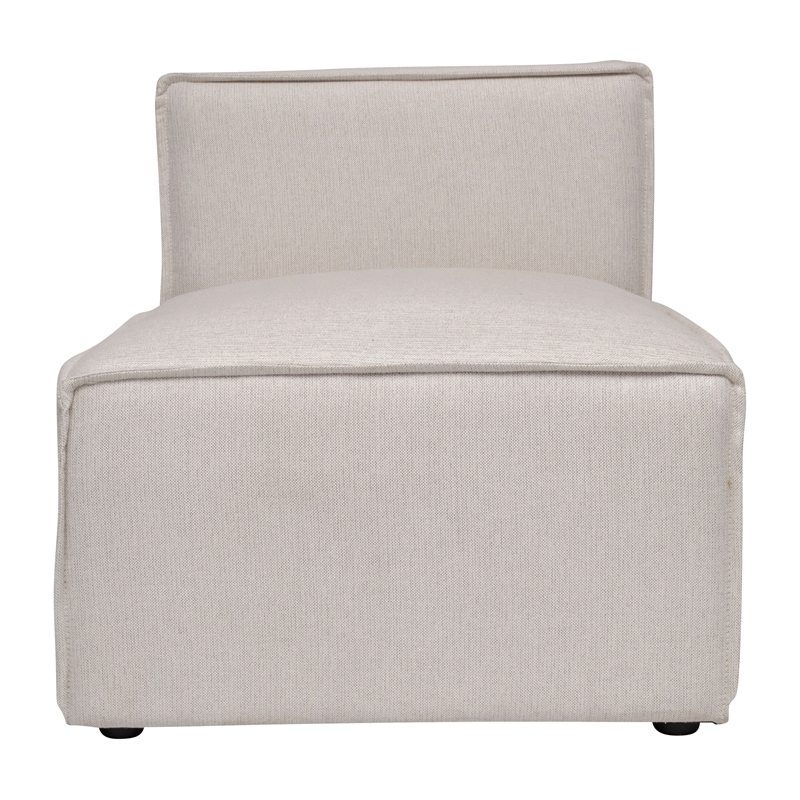 Contemporary Modular Sectional Sofa Armless Middle Chair in Cream Fabric