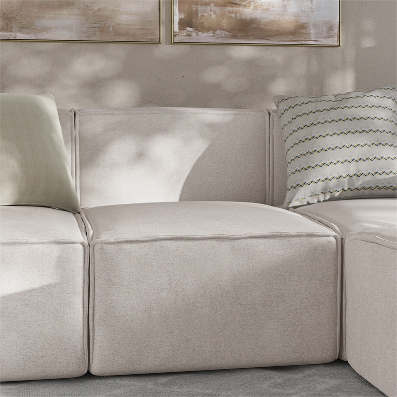 Contemporary Modular Sectional Sofa Armless Middle Chair in Cream Fabric