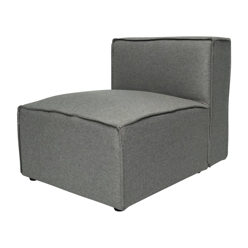 Contemporary Modular Sectional Sofa Armless Middle Chair in Dark Gray Fabric