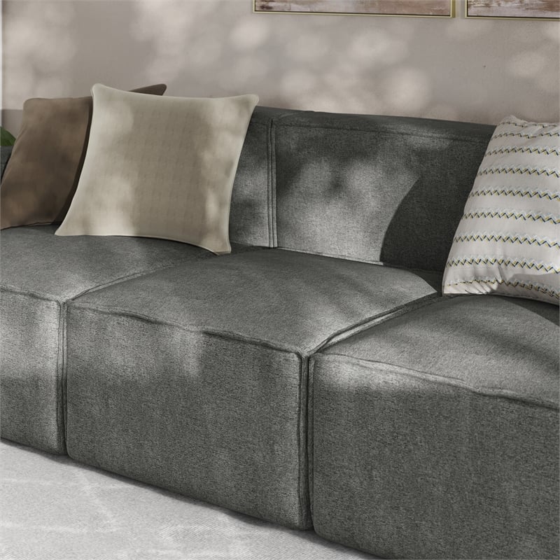 Contemporary Modular Sectional Sofa Armless Middle Chair in Dark Gray Fabric