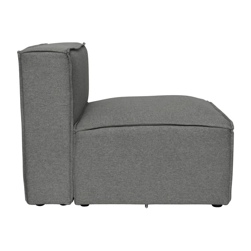 Contemporary Modular Sectional Sofa Armless Middle Chair in Dark Gray Fabric