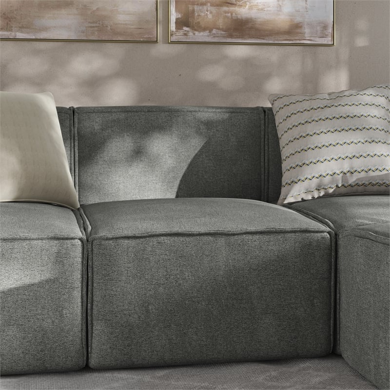 Contemporary Modular Sectional Sofa Armless Middle Chair in Dark Gray Fabric