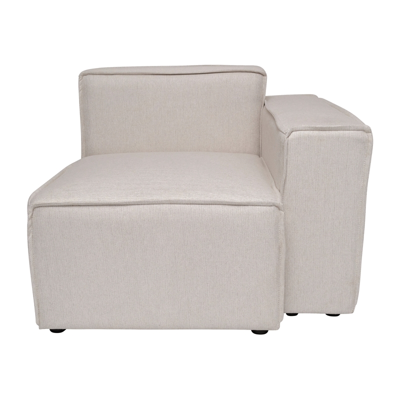 Contemporary Modular Sectional Sofa Right Side Chair with Armrest - Cream Fabric