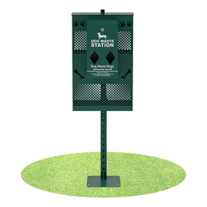 Compact Pet Waste Station with Rectangle Trash Can and Roll Waste Bag Dispenser