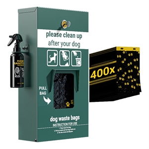 Mountable Locking Pull Out Pet Waste Bag Dispenser with Hand Sanitizer Bottle