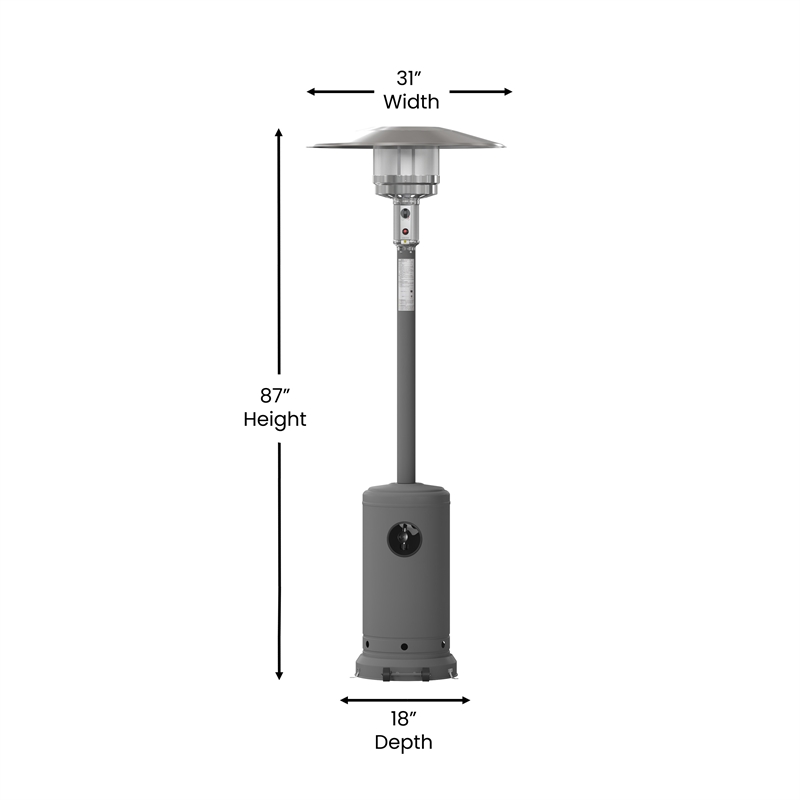 Outdoor Patio Heater -SLT Gray- 7.5 Feet Round Steel Patio Heater - 40 000 BTU's