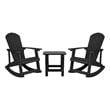 Set of 2 Poly Resin Adirondack Rocking Chairs with 1 Side Table in Black