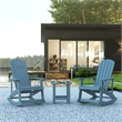 Set of 2 Poly Resin Adirondack Rocking Chairs with 1 Side Table in Sea Foam