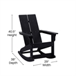 2 Black Modern Dual Slat Poly Resin Adirondack Rocking Chairs with 1 Side Table