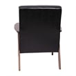 Mid-Century Modern Black LeatherSoft Arm Chair with Wooden Frame and Arms