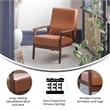 Mid-Century Modern Cognac LeatherSoft Arm Chair with Wooden Frame and Arms