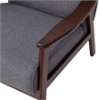 Mid-Century Modern Gray Faux Linen Arm Chair with Wooden Frame and Arms