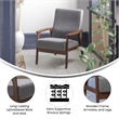 Mid-Century Modern Gray Faux Linen Arm Chair with Wooden Frame and Arms