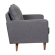 Compact Dark Gray Faux Linen Upholstered Tufted Chair with Wooden Legs