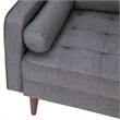 Compact Dark Gray Faux Linen Upholstered Tufted Loveseat with Wooden Legs