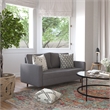 Compact Dark Gray Faux Linen Upholstered Tufted Loveseat with Wooden Legs