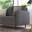 Compact Dark Gray Faux Linen Upholstered Tufted Loveseat with Wooden Legs