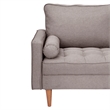 Compact Slate Gray Faux Linen Upholstered Tufted Loveseat with Wooden Legs