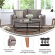 Compact Slate Gray Faux Linen Upholstered Tufted Loveseat with Wooden Legs