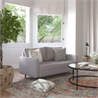 Compact Slate Gray Faux Linen Upholstered Tufted Loveseat with Wooden Legs